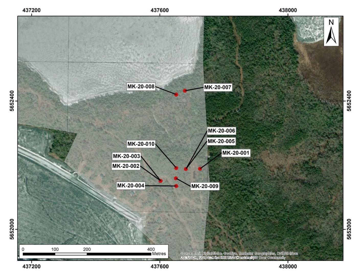 2020 drill hole collar map